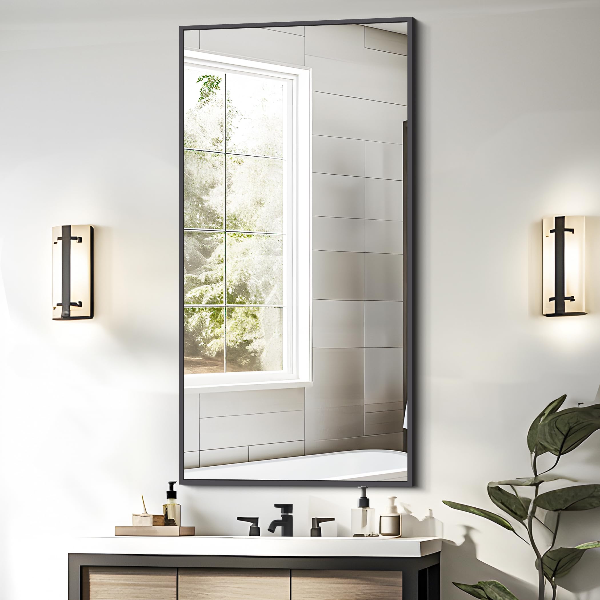Mirror,Aluminum Framed Decorative Rectangular Bathroom Mirror