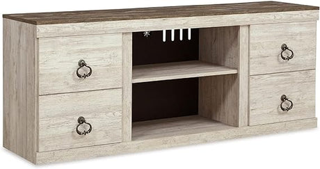 Modern Farmhouse TV Stand, White & Light Brown