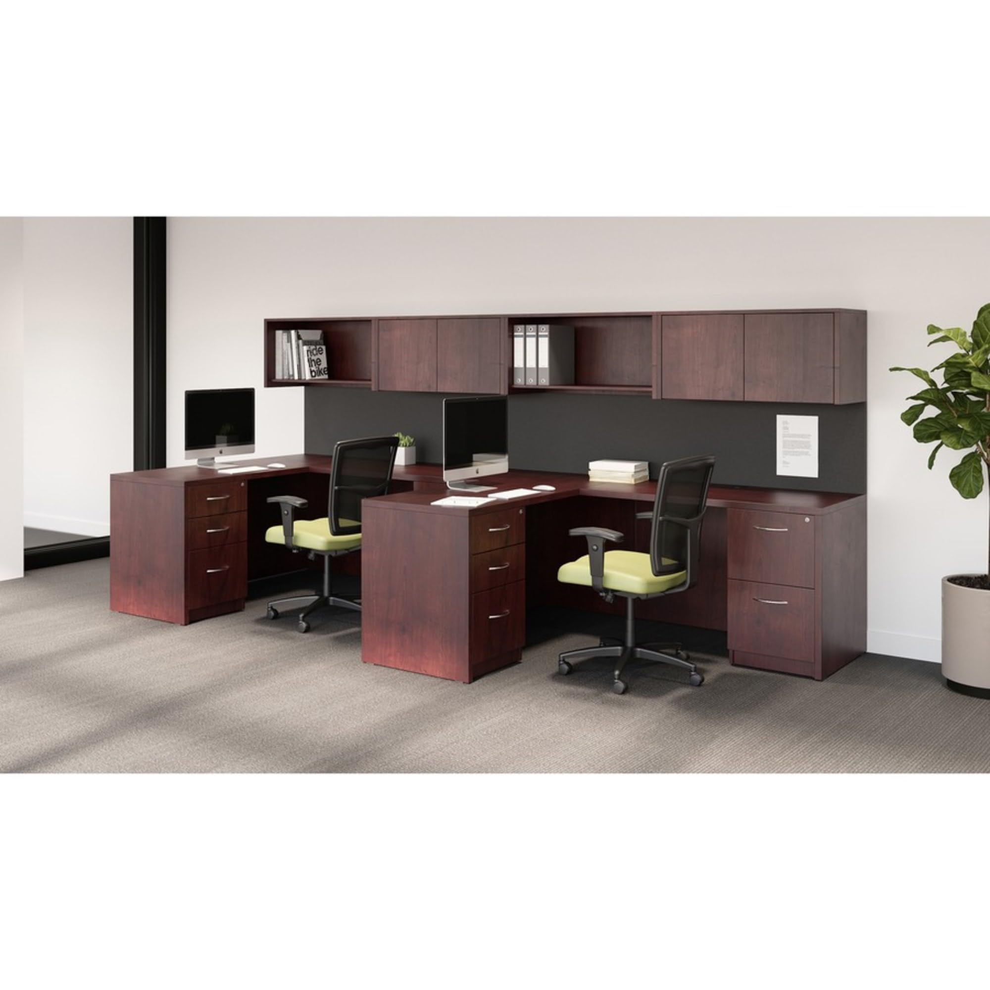 Lorell Mahogany Laminate Bookcase, 48" x 36" x 12"