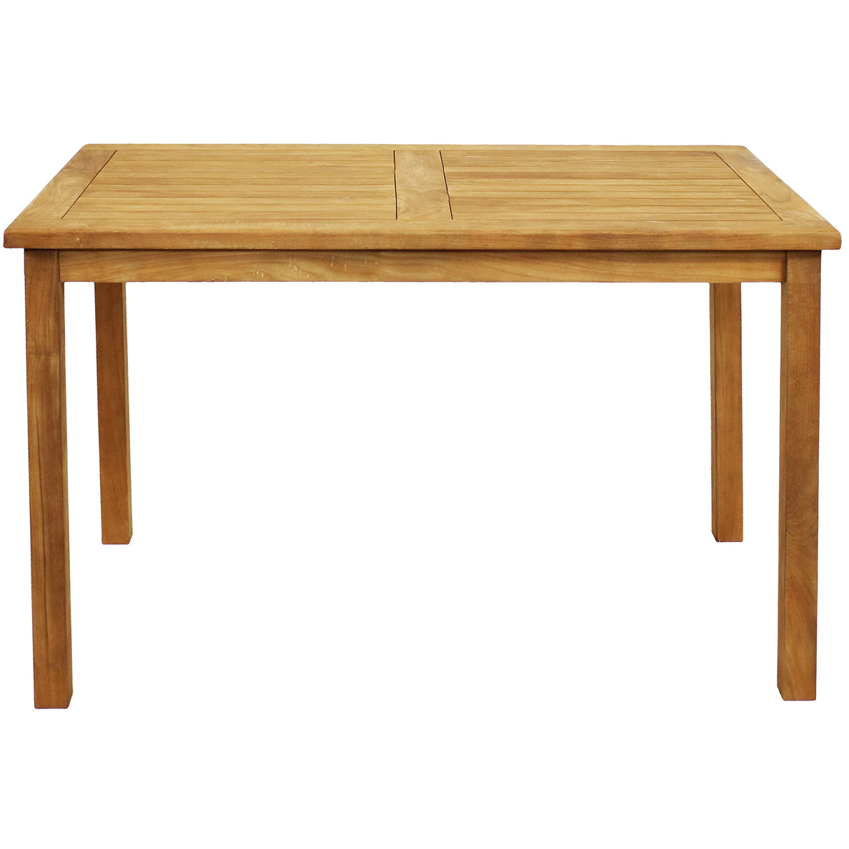 Rectangular Solid Teak Outdoor Dining Table - Light Wood Stain Finish - 47-Inch