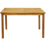Rectangular Solid Teak Outdoor Dining Table - Light Wood Stain Finish - 47-Inch
