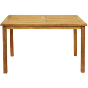 Rectangular Solid Teak Outdoor Dining Table - Light Wood Stain Finish - 47-Inch