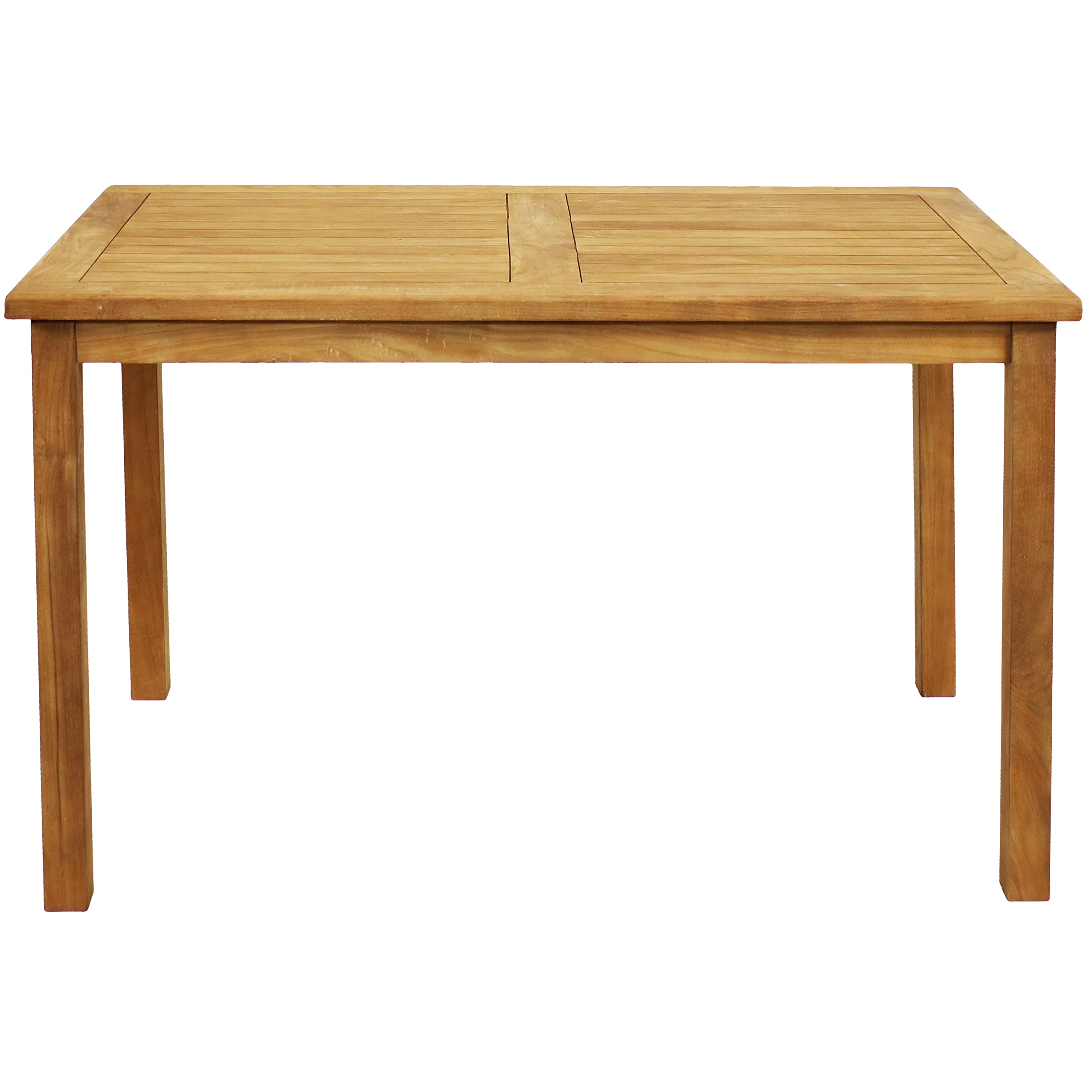 Rectangular Solid Teak Outdoor Dining Table - Light Wood Stain Finish - 47-Inch