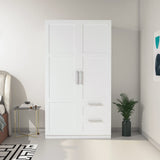 White Two Doors Two Drawers Big Wardrobe Closet Bedroom Armoires