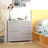 Dresser for Bedroom, 5 Chests of Drawers, Dresser for Closet with Fabric Bins,