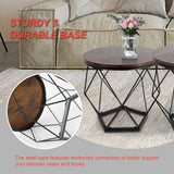 Coffee Table Set of 2 Round Coffee Table with Steel Frame, Sofa Table Side End Table for Living Room,