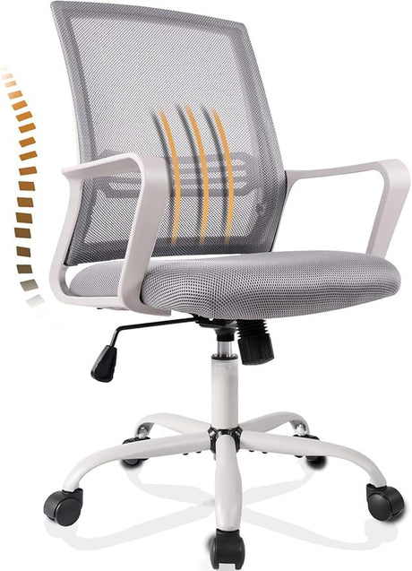 Desk Chair Ergonomic Mesh Home Office Chair, Mid Back Adjustable Computer Task Chairs Swivel Rolling