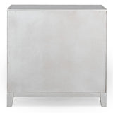 Mirrored Diamond Filigree Hall Console Cabinet with Adjustable Shelf, Silver Leaf, 12" W