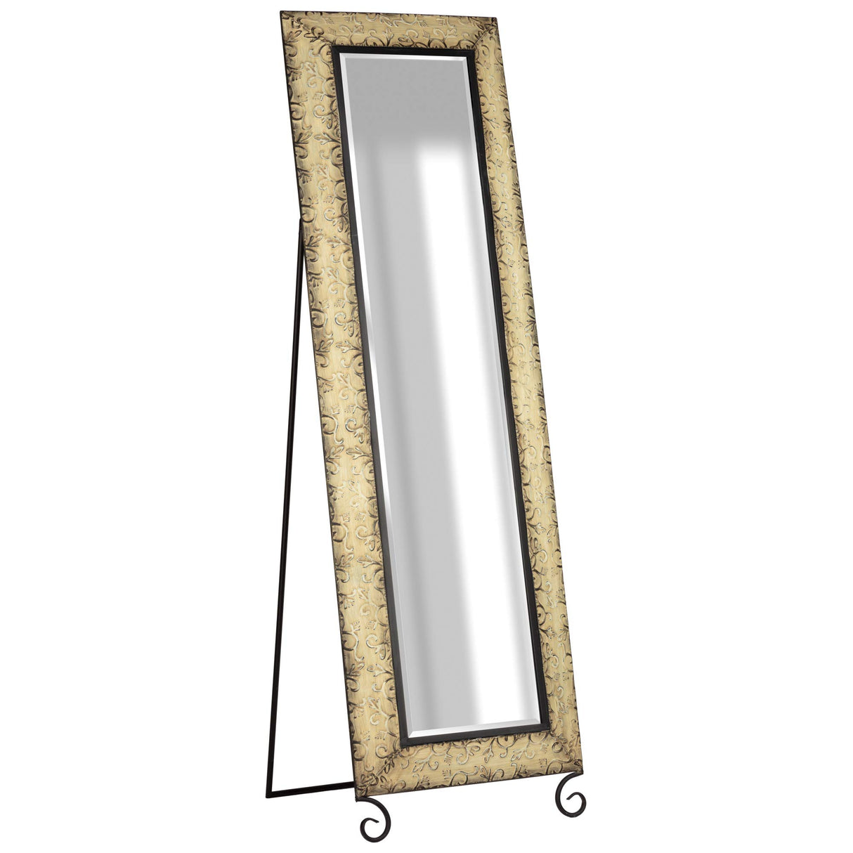 Collection Antique Bronze Embossed Metal Standing Full Length Mirror