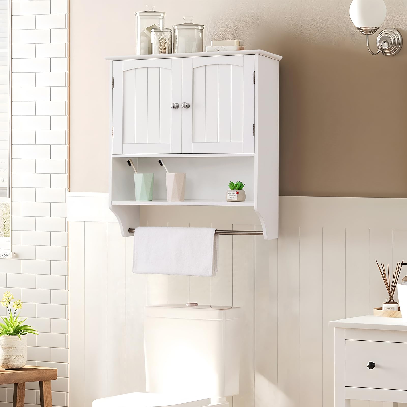 Storage Cabinet, Bathroom Storage Cabinet with Adjustable Shelves