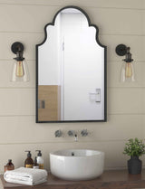 Black Arched Bathroom Mirror 36x22 - Metal Frame Wall Mirror