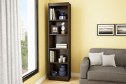 Axess 5-Shelf Narrow Bookcase, Chocolate