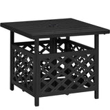 Yaheetech Outdoor Side Table with Umbrella Hole, Outdoor Table Base Metal Patio Side Table Coffee Table End Table for Garden, Pool, Deck - Bircata
