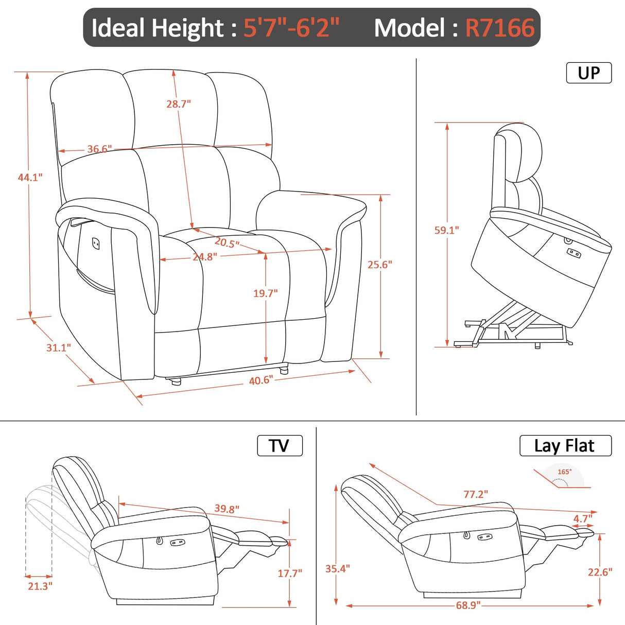 Large-Wide Dual Motor Power Lift Recliner Chair, Massage and Dual Heating for Elderly People