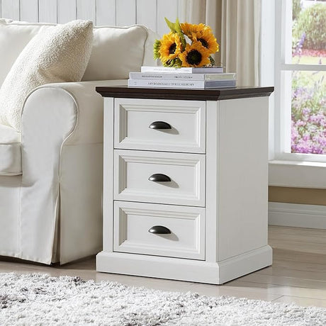 Nightstand with Charging Station, 2 Drawer Dresser for Bedroom, Farmhouse Small Dresser with Drawers