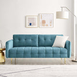 Cameron Tufted Performance Velvet Sofa in Sea Blue