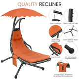 Outdoor Hanging Chaise Lounge Chair Hammock Chair w/Built-in Pillow