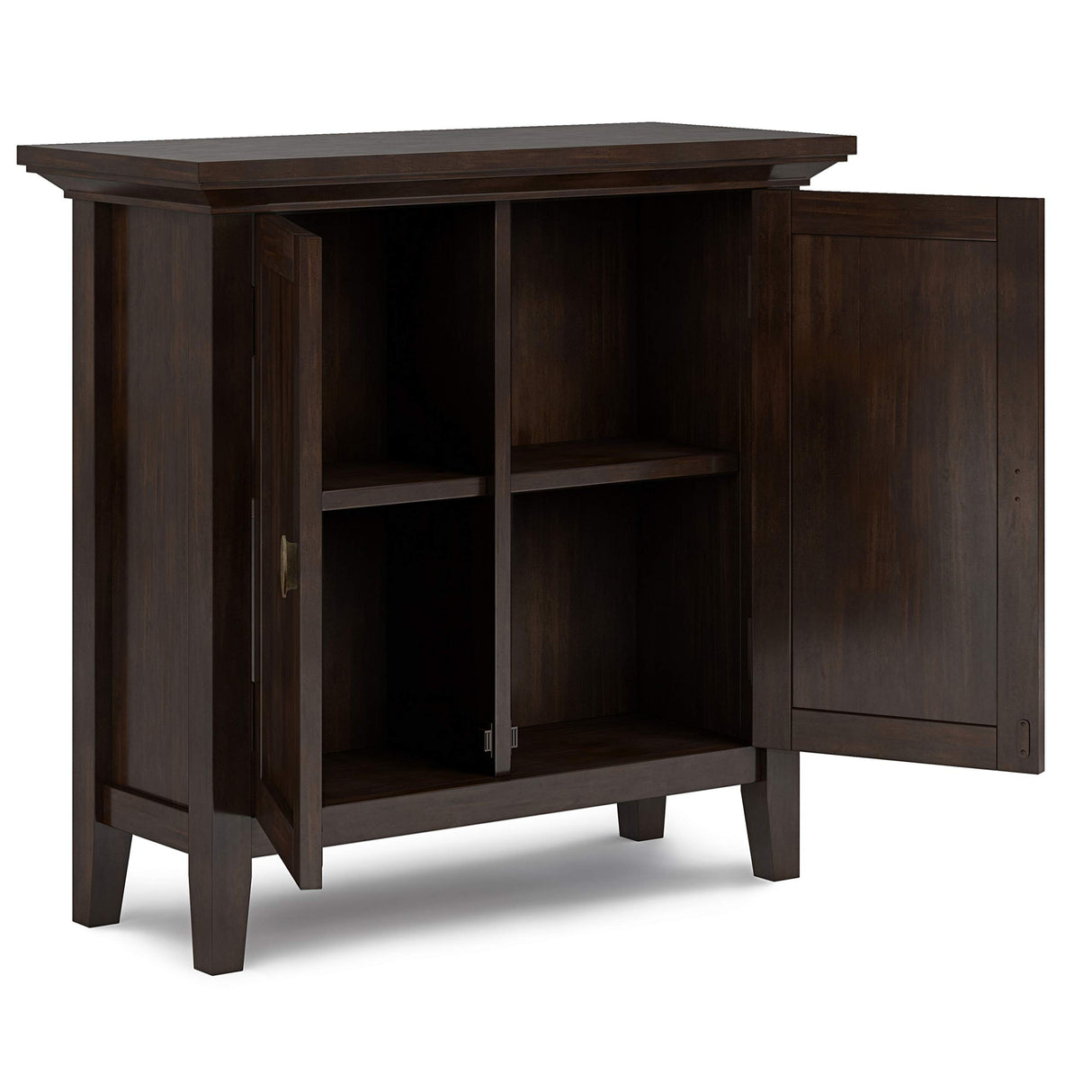 Redmond SOLID WOOD 32 inch Wide Transitional Low Storage Cabinet in Brunette Brown