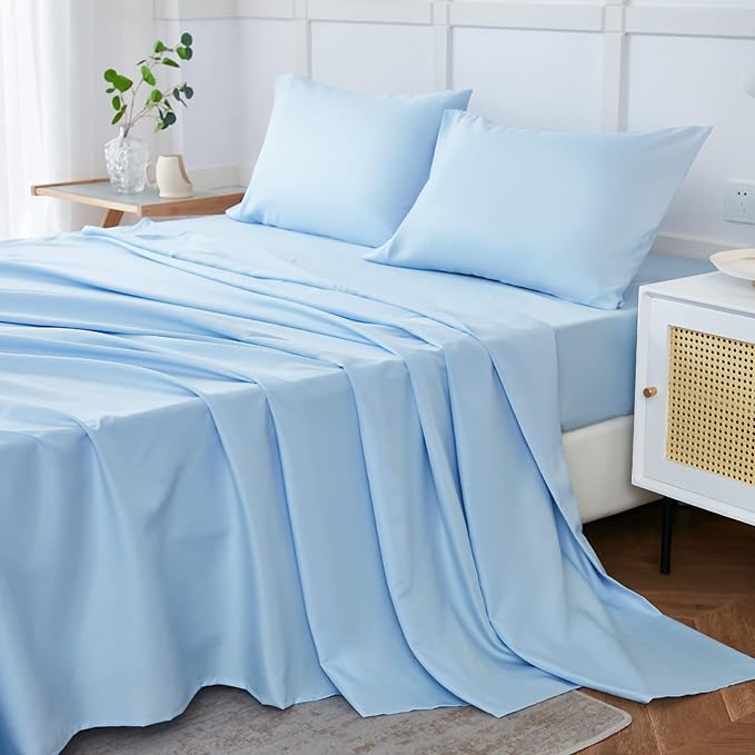 King Size Sheets Set, 4 Piece Microfiber Grey Bed Sheets King Set,Hotel Luxury Super