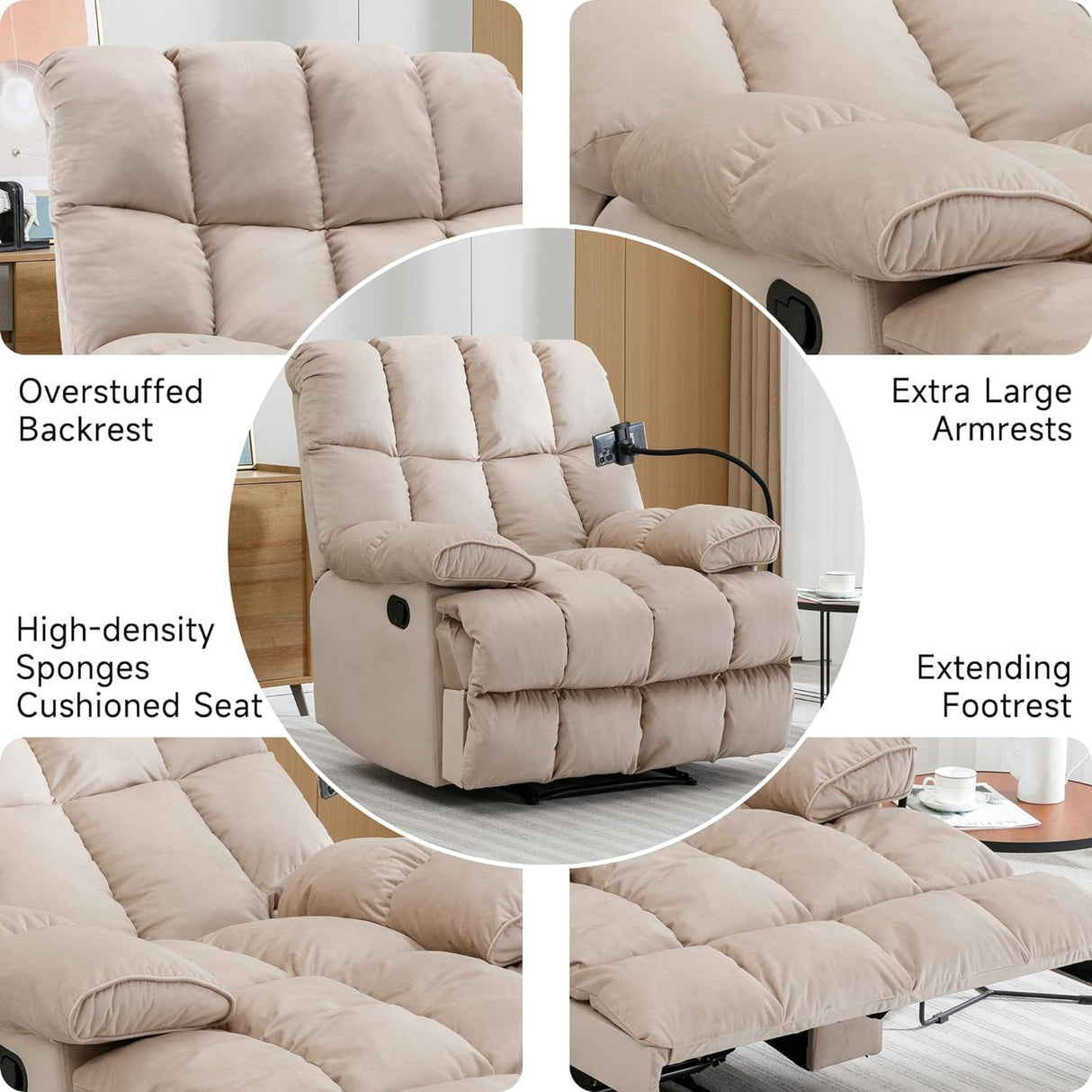 Oversized Recliner Chair, Big Mans Recliner Chairs for Adults 400lbs, Wide Recliners