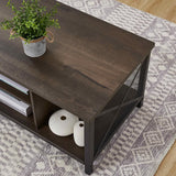 Rustic Coffee Table for Living Room, Farmhouse Dark Wood Center Table