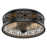 12 Inch Flush Mount Ceiling Light with Rippled Glass - 2 Light Vintage Black Fixture