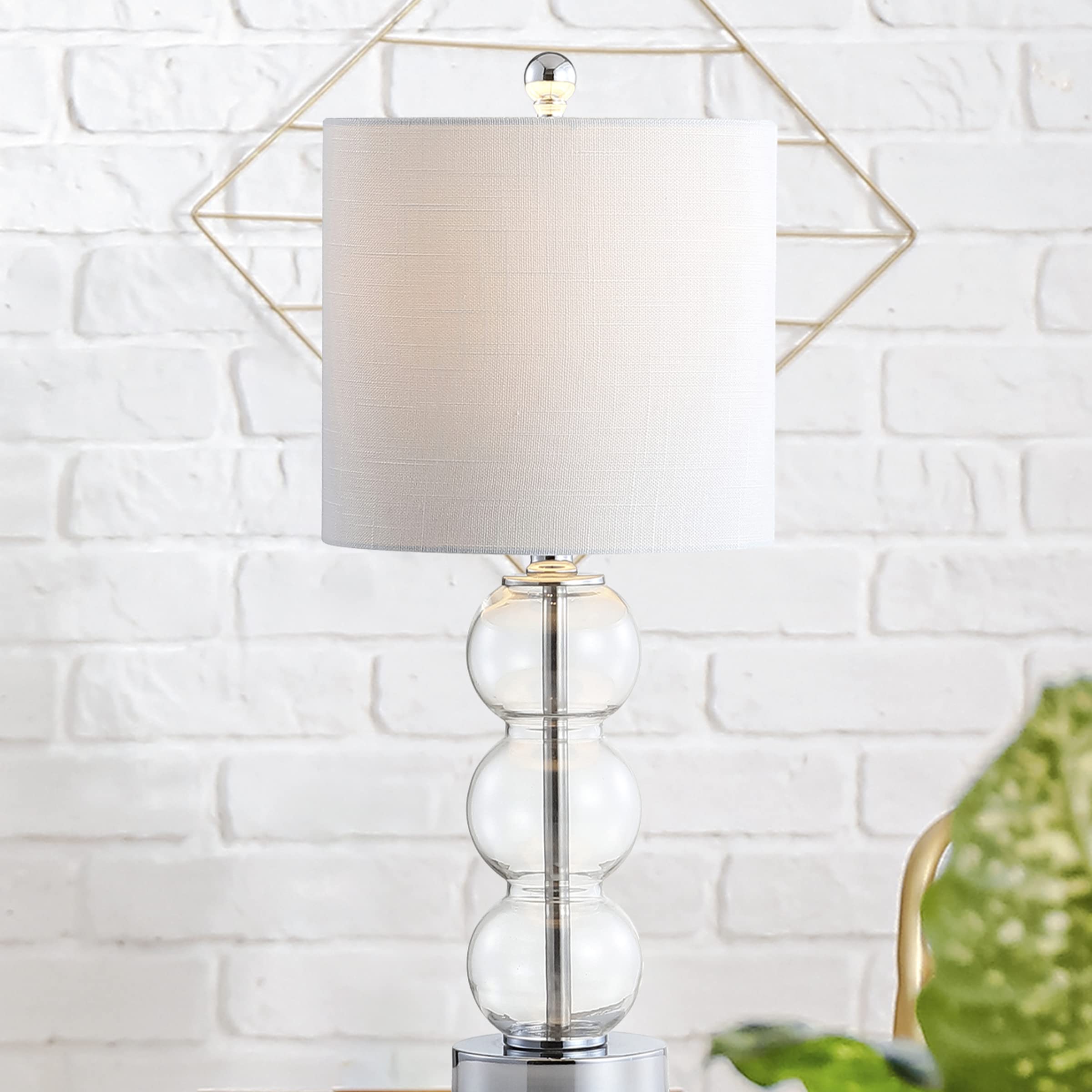 JYL1021D February 21" Glass/Metal LED Table Lamp Contemporary Bedside Desk