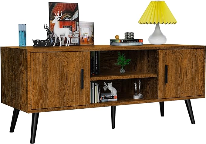 Mid-Century Modern 45" TV Stand with 2 Side Doors Entertainment Center Console