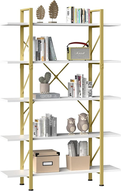 5 Tier Bookcase, Artsy Modern Bookshelf