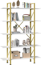 5 Tier Bookshelf, 70.9" Tall Industrial Bookcase, Wide Open Display Storage Book Shelf