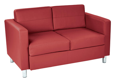 Pacific Loveseat with Padded Box Spring Seats and Silver Finish Legs