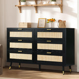 Rattan Dresser for Bedroom, 6 Drawer Rattan Dresser, Boho Dresser