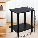 Side Table 2-Tier end Table, 15.7x11.8x18.7in Nightstand with Storage Shelf