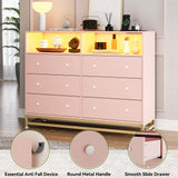 Wide Dresser for Bedroom with Charging Station, 6 Drawer Dresser