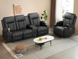 Recliner Sofa Set, 4 Seater Double Reclining Sofa with 2 Pieces Recliner Chair