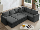 Sectional Sleeper Sofa with Pull Out Bed, U Shaped Sectional Couches