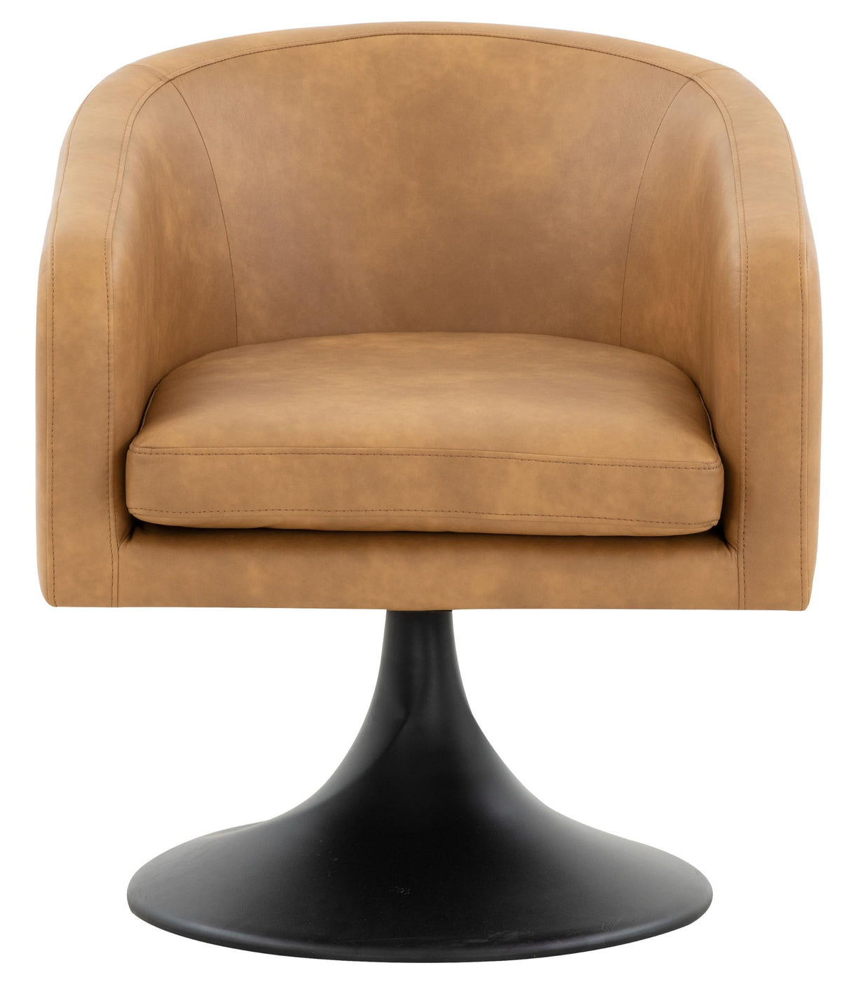 SAFAVIEH Couture Collection Gonzalez Mid-Century Modern Light Brown Faux Leather/Black Pedestal Chair