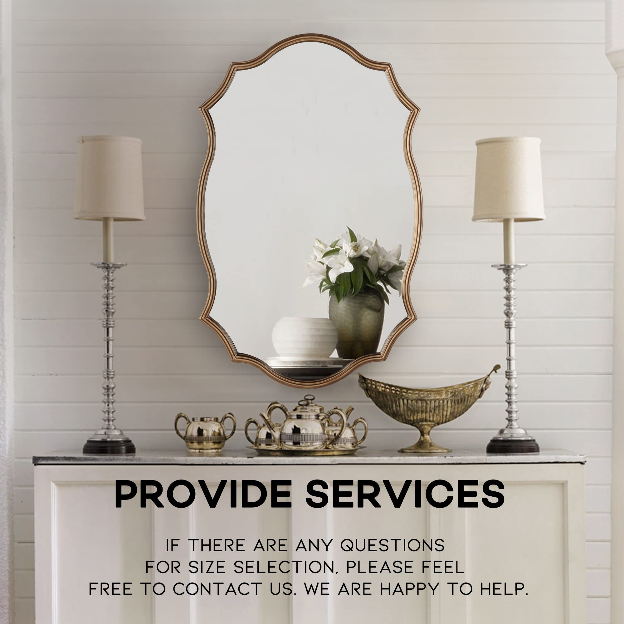 Vintage Gold Wall Mirror 20x30 Inch