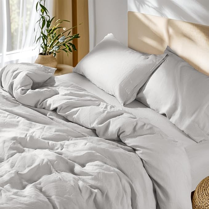 100% French Linen Duvet Cover King Size, Soft Breathable for Hot Sleepers