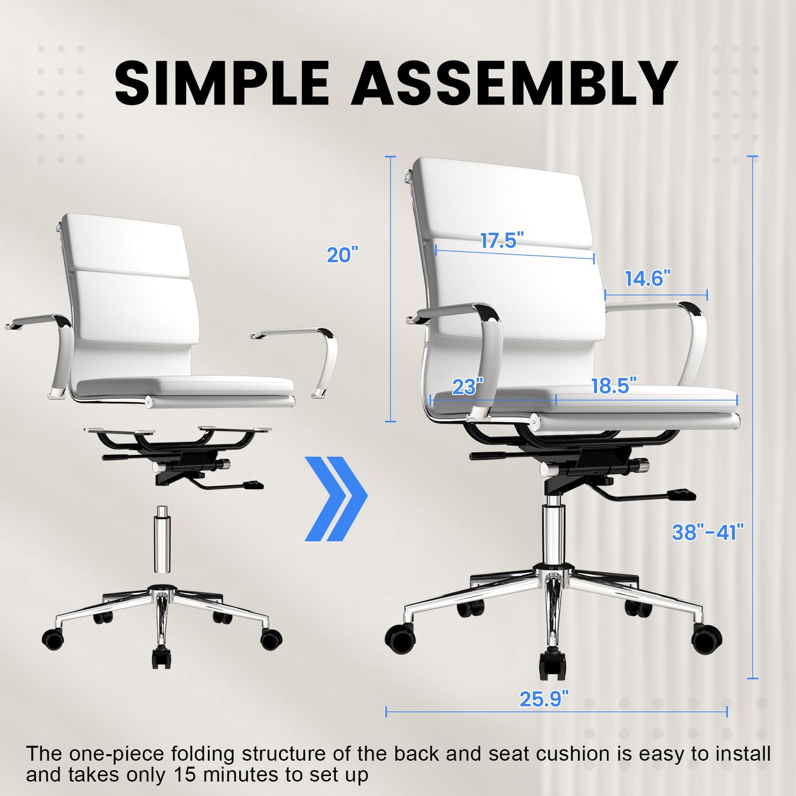 Ribbed Office Desk Chair Mid-Back Ergonomic Chair