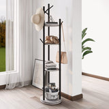 Rotary Coat Rack Freestanding Metal Coat Hall Tree Stand with 4 Tiers Storage