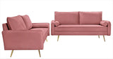 Container Luxury 2-Piece Sofa Set, Chesterfield-Inspired Design with Scrolled Arms, Nailhead Accents & Channel Tufting, Soft Velvet Upholstery, High-Density Foam for Comfortable Seating, Rose