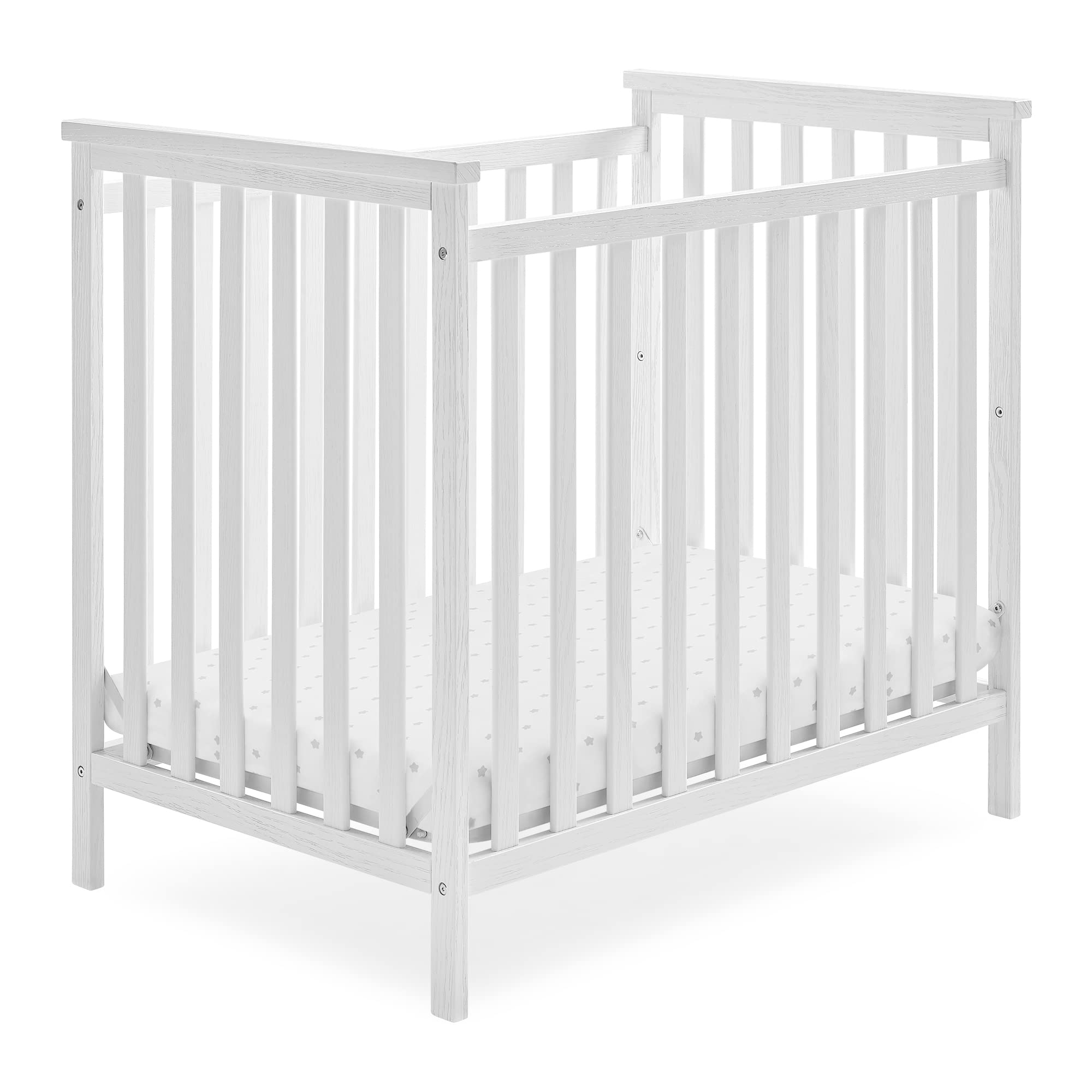 Middleton Mini Crib with 2.75-Inch Mattress - Greenguard Gold Certified, Textured White