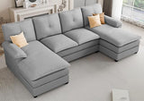 Sectional Couches for Living Room, U-Shaped Couch 4 Seat Sofa Set with Double Chaises,