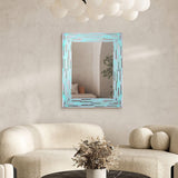 24"x30" Reeded Tiled Sea Glass Aqua Blue Vanity Mirror for Bathroom Wall