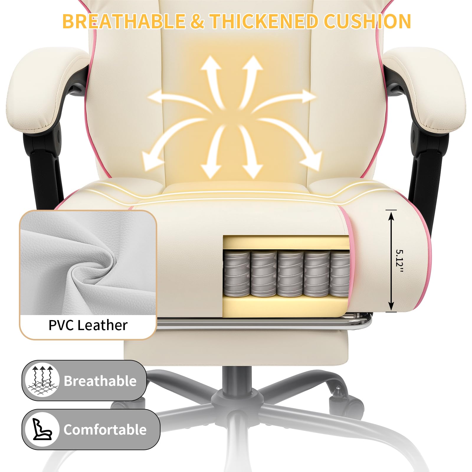 Ergonomic Office Chair with Footrest - Adjustable Headrest & Lumbar Support