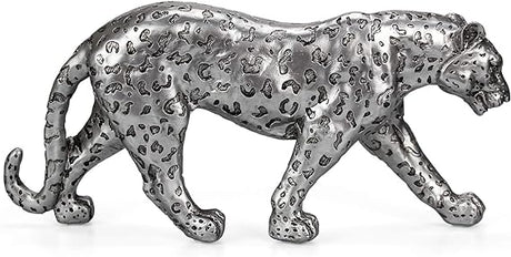 Cheetah Statue Black Panther Leopard Figurine in Resin Animal Sculpture