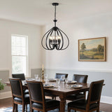 6-Light Black Farmhouse Chandelier - 19.6 Inch Industrial Pendant Light
