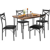 5-Piece Set for Home Kitchen Breakfast Nook, with 4 Chairs, Black, Dining Table