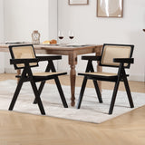 Rattan Dining Chairs Set of 2, Farmhouse Natural Dining Room Chairs